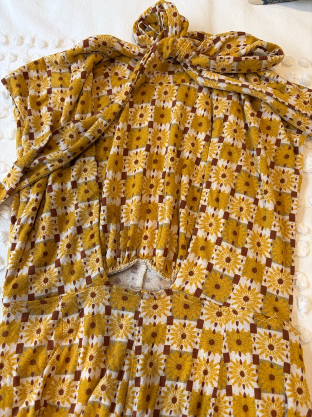 Free People Mustard Floral Check Women’s Belted Jumpsuit - Picture 2 of 4